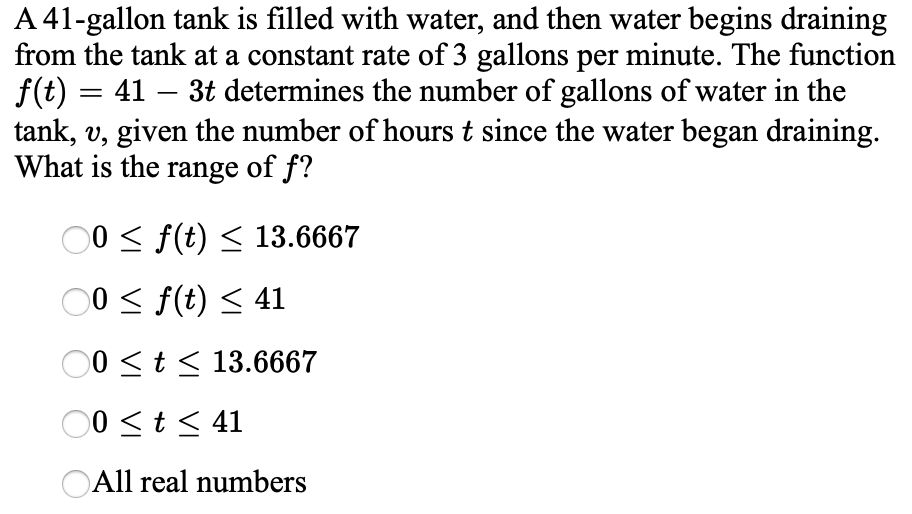 Solved A 41gallon tank is filled with water, and then water