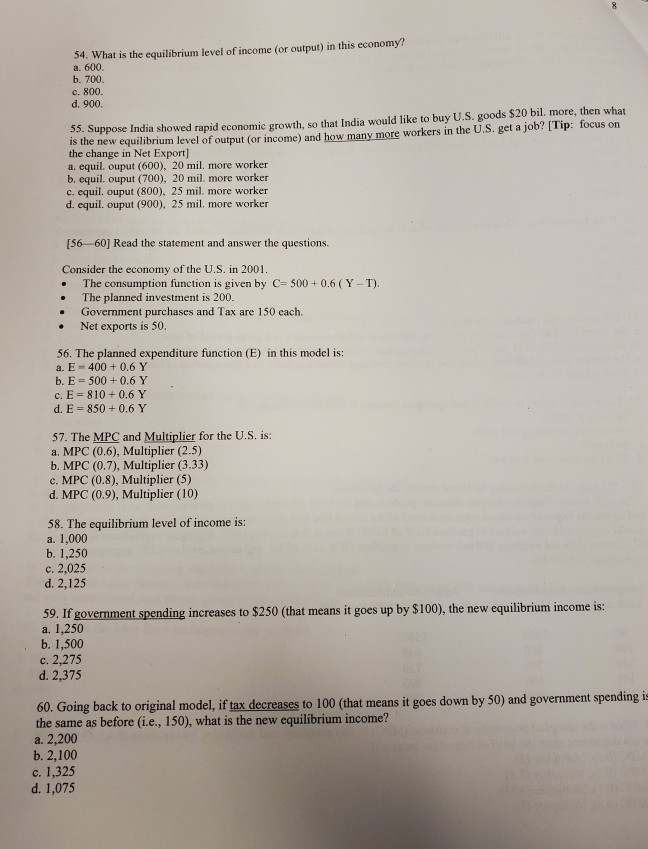 solved-54-what-is-the-equilibrium-level-of-income-or-chegg