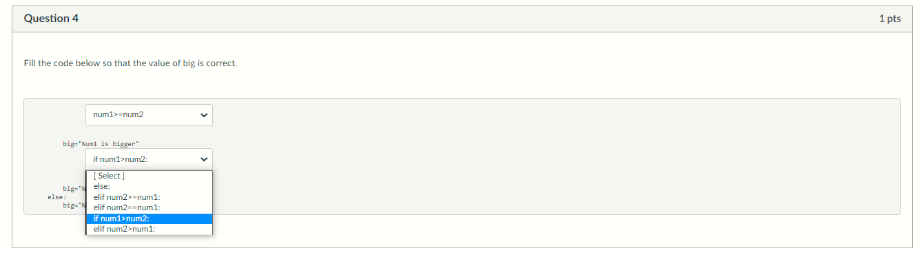 Solved Question 4 1 pts Fill the code below so that the | Chegg.com