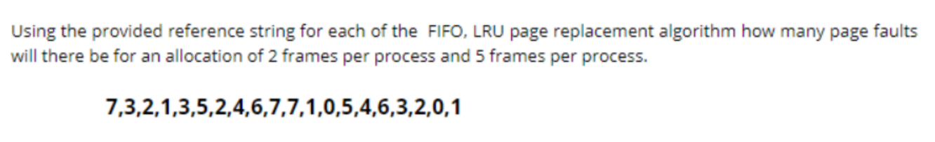 Solved Using the provided reference string for each of the | Chegg.com