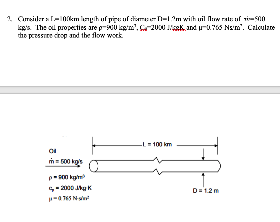 Solved Consider a L-100km length of pipe of diameter D-1.2m | Chegg.com