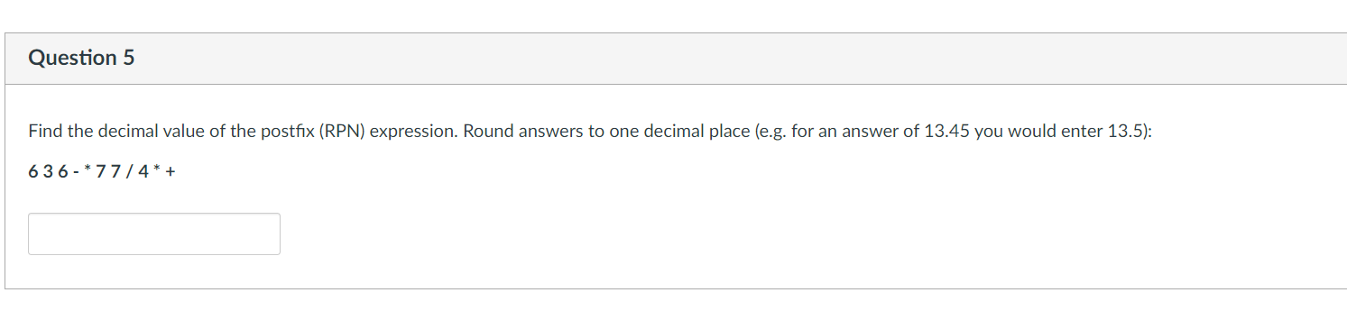Find the decimal value of the postfix (RPN) | Chegg.com