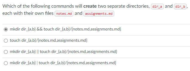 Solved Which of the following commands will create two | Chegg.com
