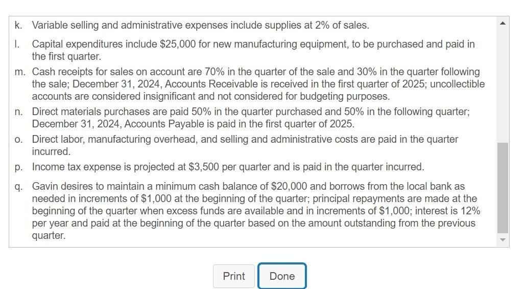 Solved k. Variable selling and administrative expenses | Chegg.com