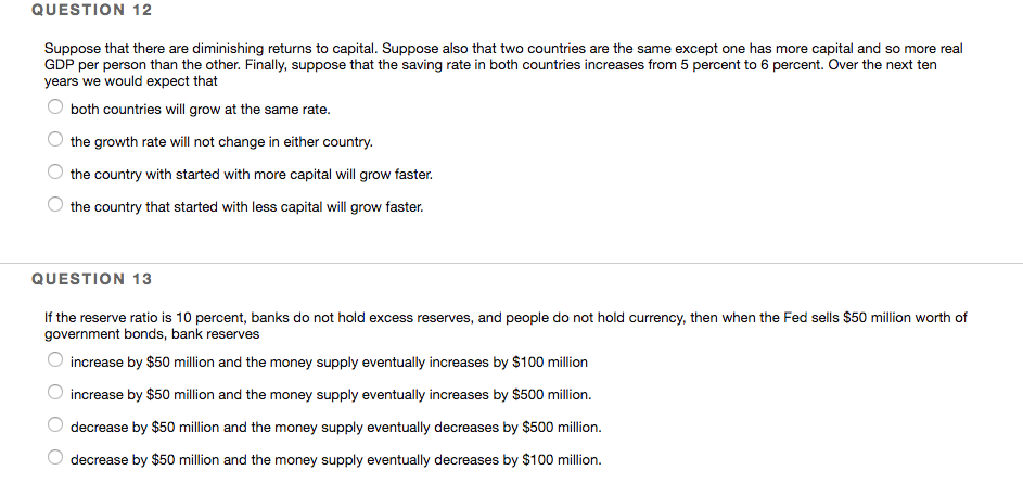 Solved QUESTION 12 Suppose That There Are Diminishing | Chegg.com