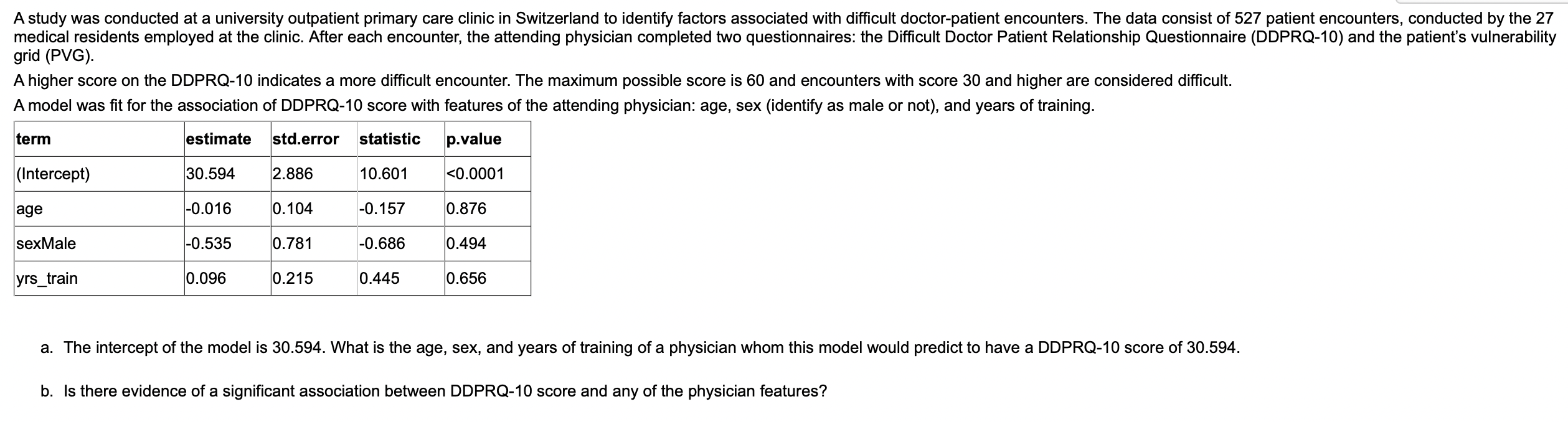 Solved A study was conducted at a university outpatient | Chegg.com