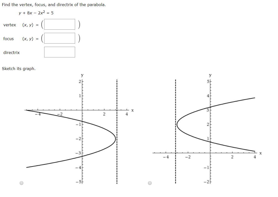 Solved Find The Vertex Focus And Directrix Of The Parab Chegg Com