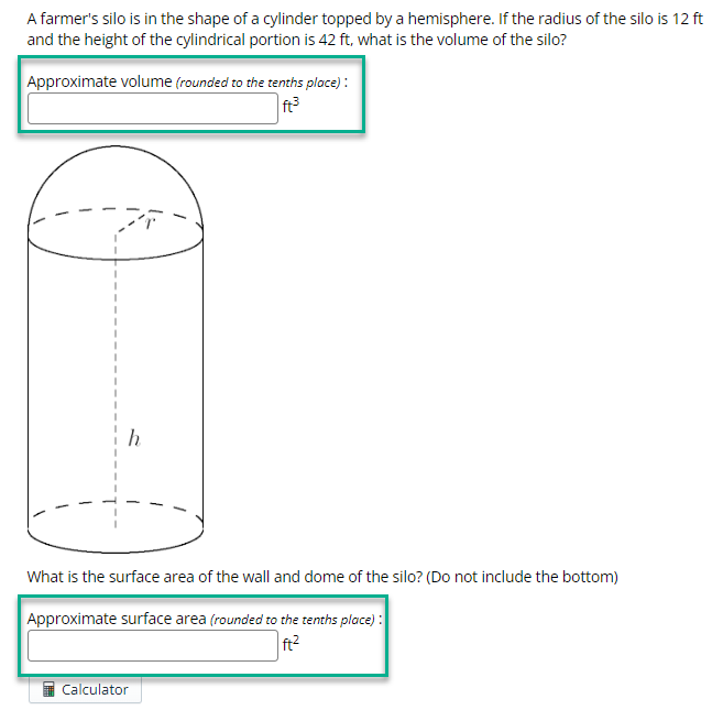 Solved A farmer's silo is in the shape of a cylinder topped