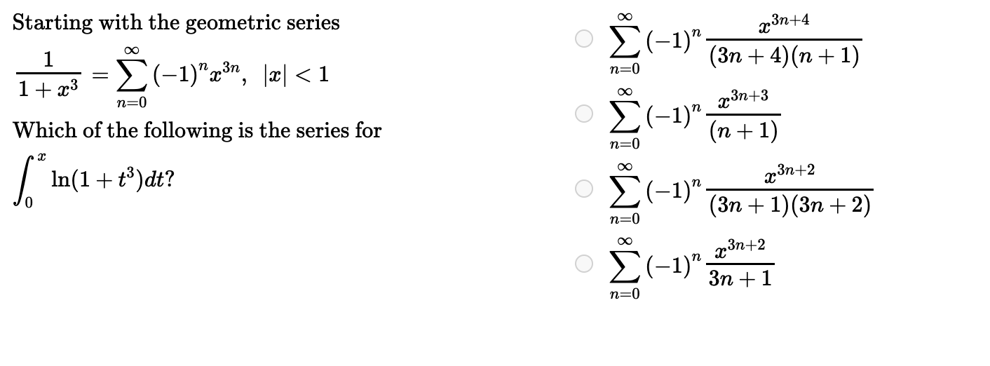 Solved Starting with the geometric series | Chegg.com