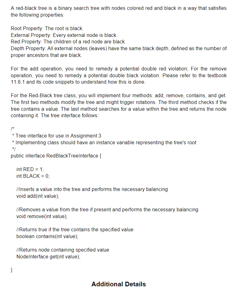 Solved Programming Assignment (PA) #3 Red-Black Tree For | Chegg.com