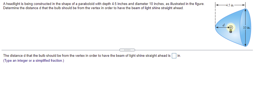 Solved A headlight is being constructed in the shape of a | Chegg.com