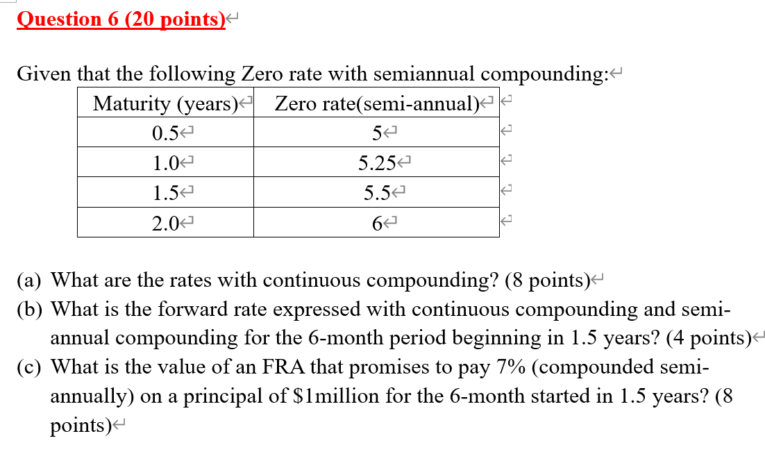 Solved Given that the following Zero rate with semiannual