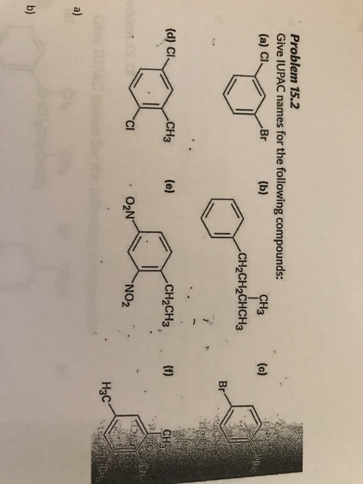 Solved Problem 15.2 Give IUPAC Names For The Following | Chegg.com