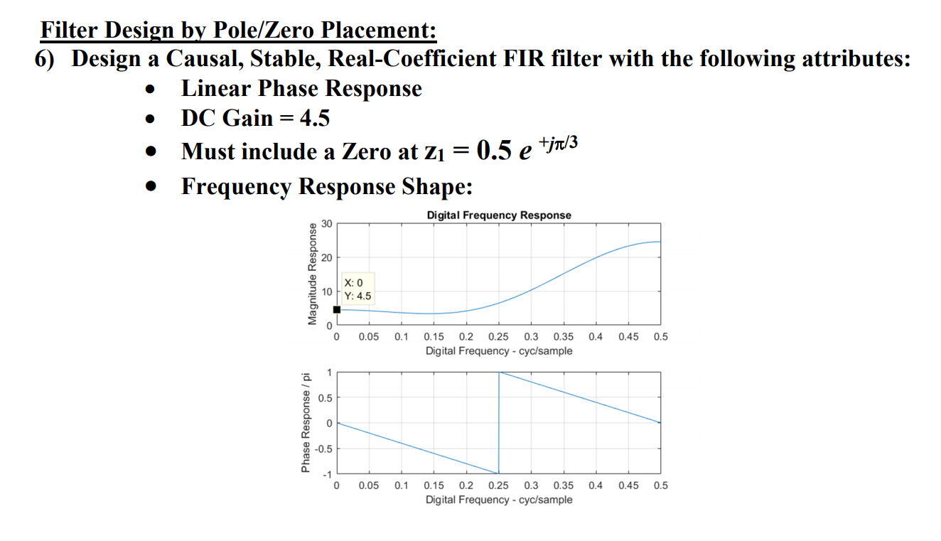 Filter Design by Pole/Zero Placement 6) Design a