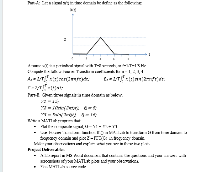 Solved Part-A: Let a signal x(t) in time domain be define as | Chegg.com