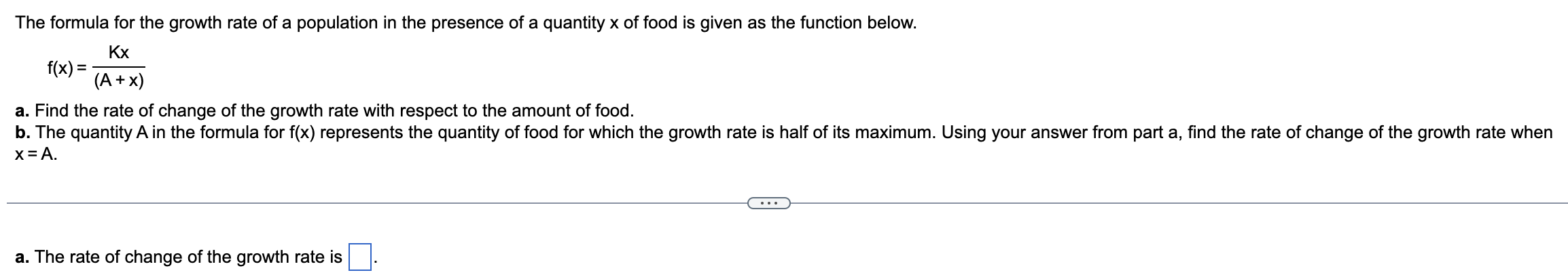Solved The formula for the growth rate of a population in | Chegg.com