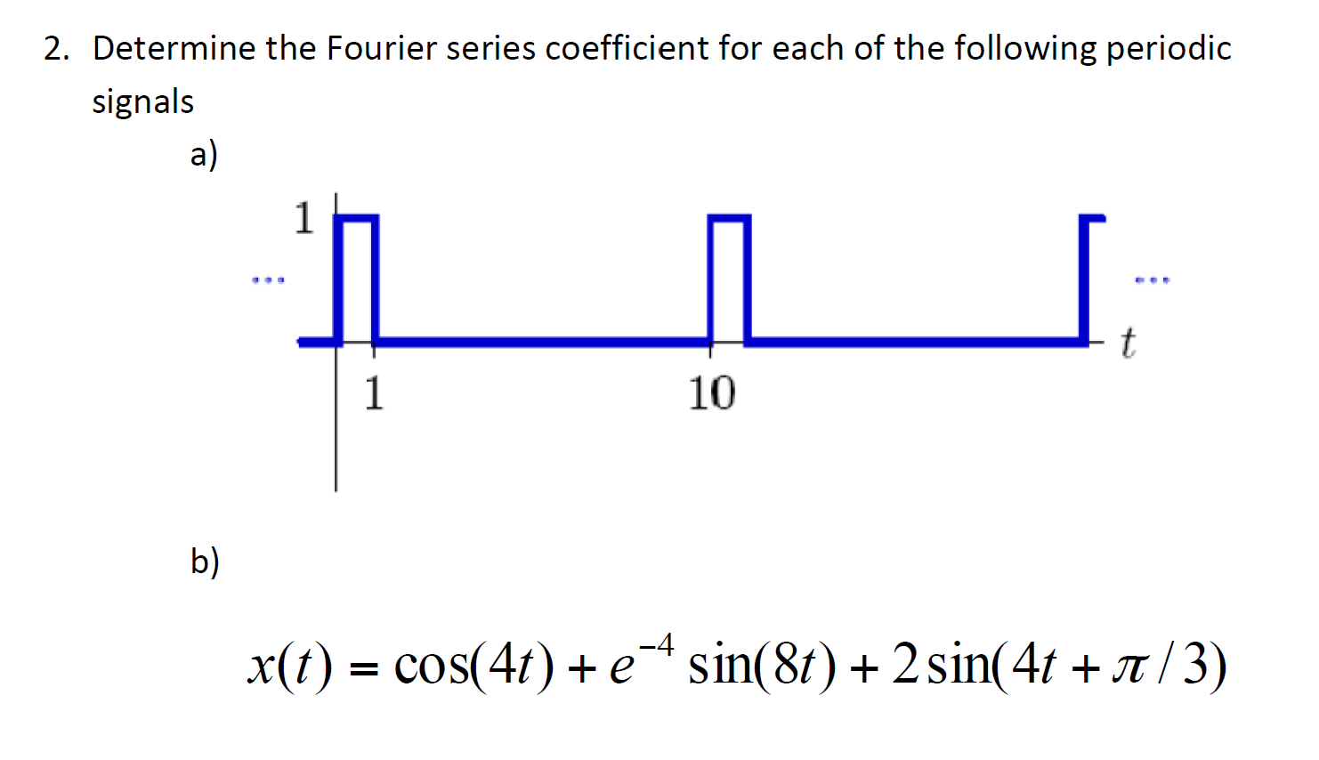 Solved Determine the Fourier series coefficient for each of | Chegg.com