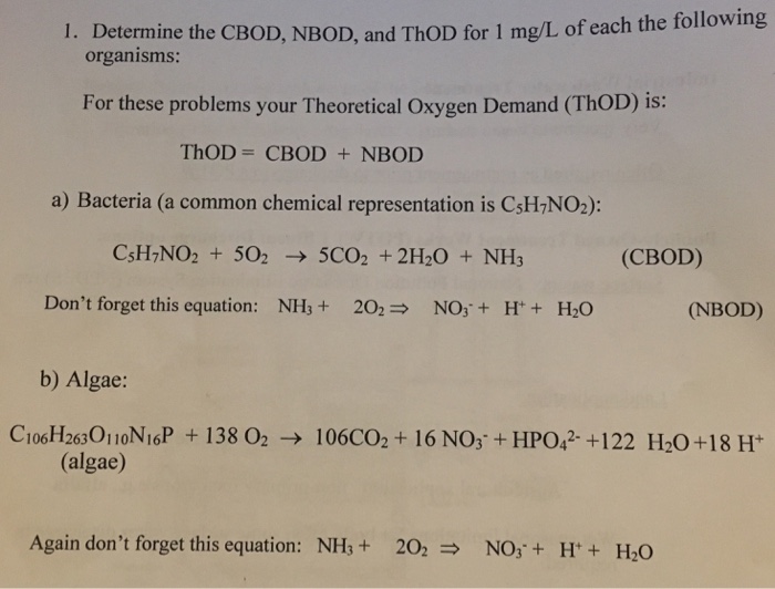 Solved Carbonaceous Biochemical Oxygen Demand (CBOD) | Chegg.com