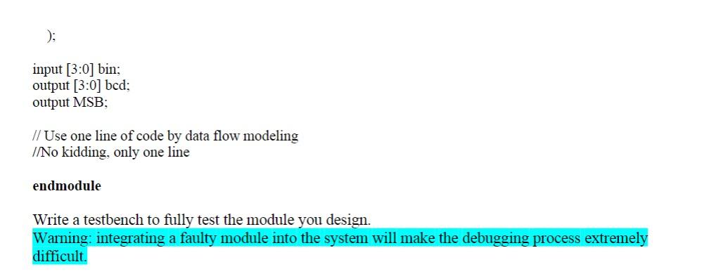 Solved 5: Task 2: bin2bcd module design It is very important | Chegg.com