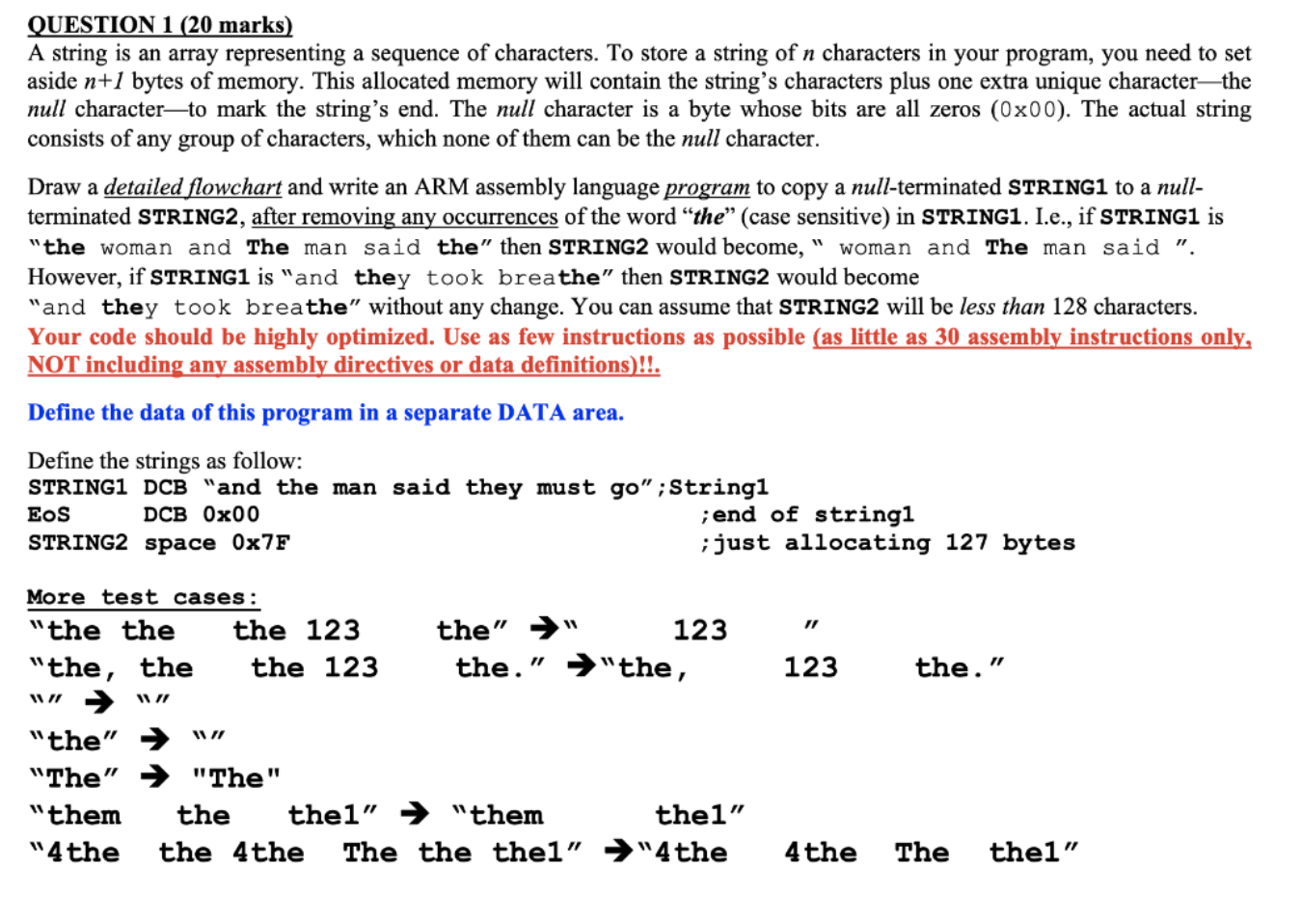 Question 1 (20 Marks) A String Is An Array | Chegg.Com