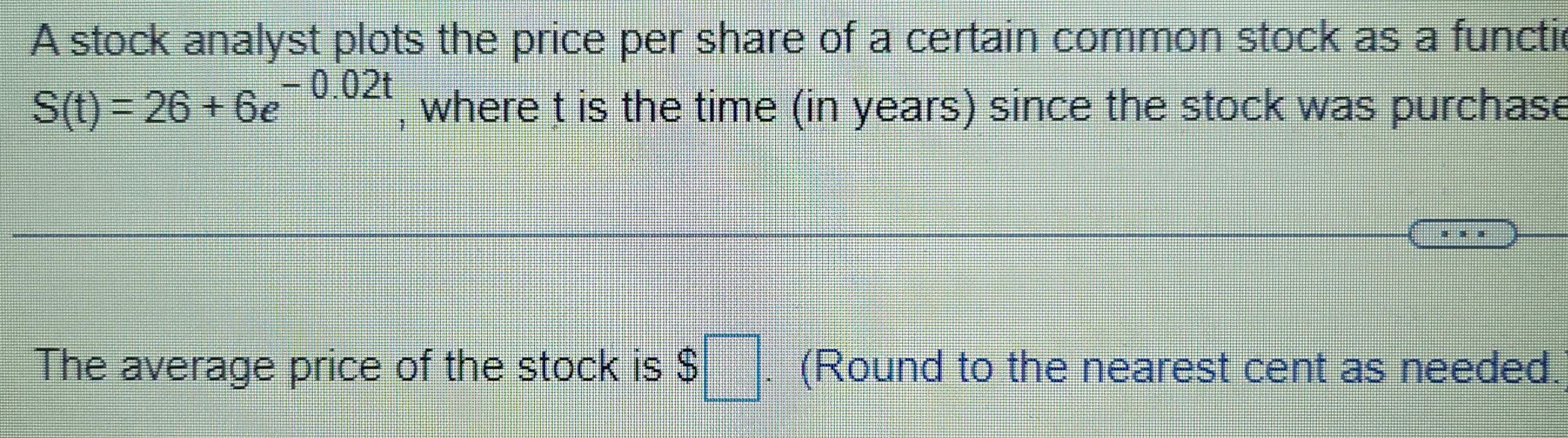 Solved A stock analyst plots the price per share of a | Chegg.com