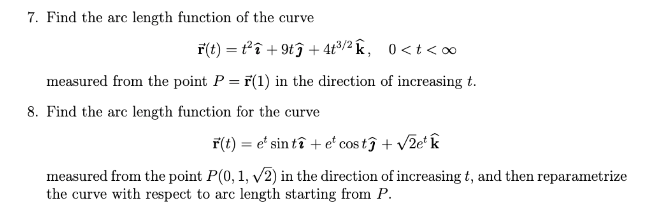 Solved 7. Find the arc length function of the curve
