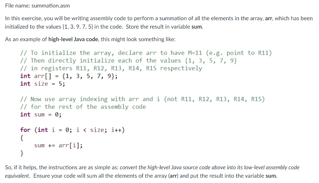 Solved File name summation.asm In this exercise you will Chegg