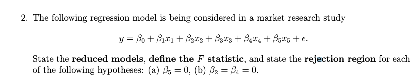 regression loss can't decrease · issue #662 ·... Solved 2. The following regression model is being considered | Chegg.com