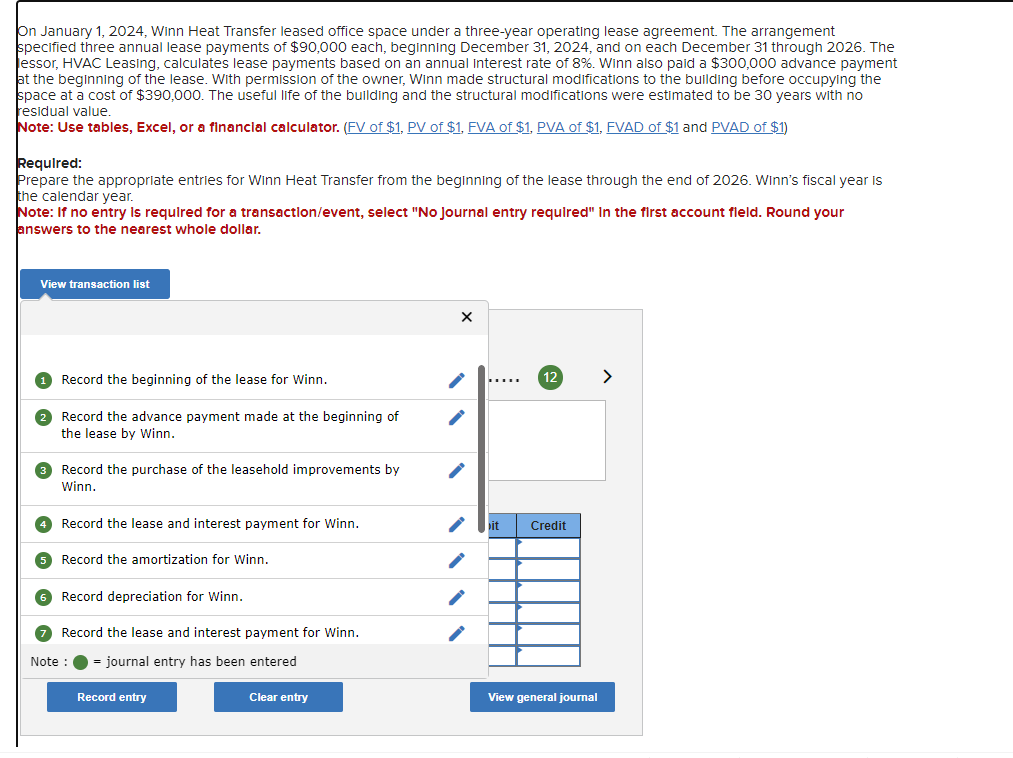 Solved On January 1, 2024, Winn Heat Transfer leased office