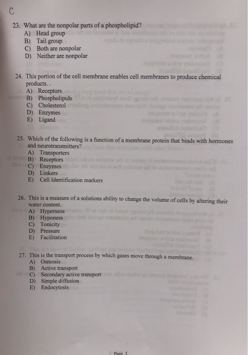 Solved 23. What are the nonpolar parts of a phospholipid? A) | Chegg.com