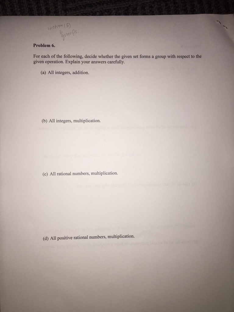 Solved 04 Problem 6. For each of the following, decide | Chegg.com