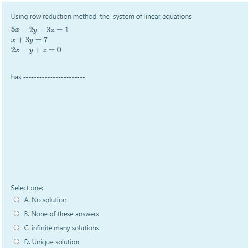 Solved Using Row Reduction Method, The System Of Linear | Chegg.com