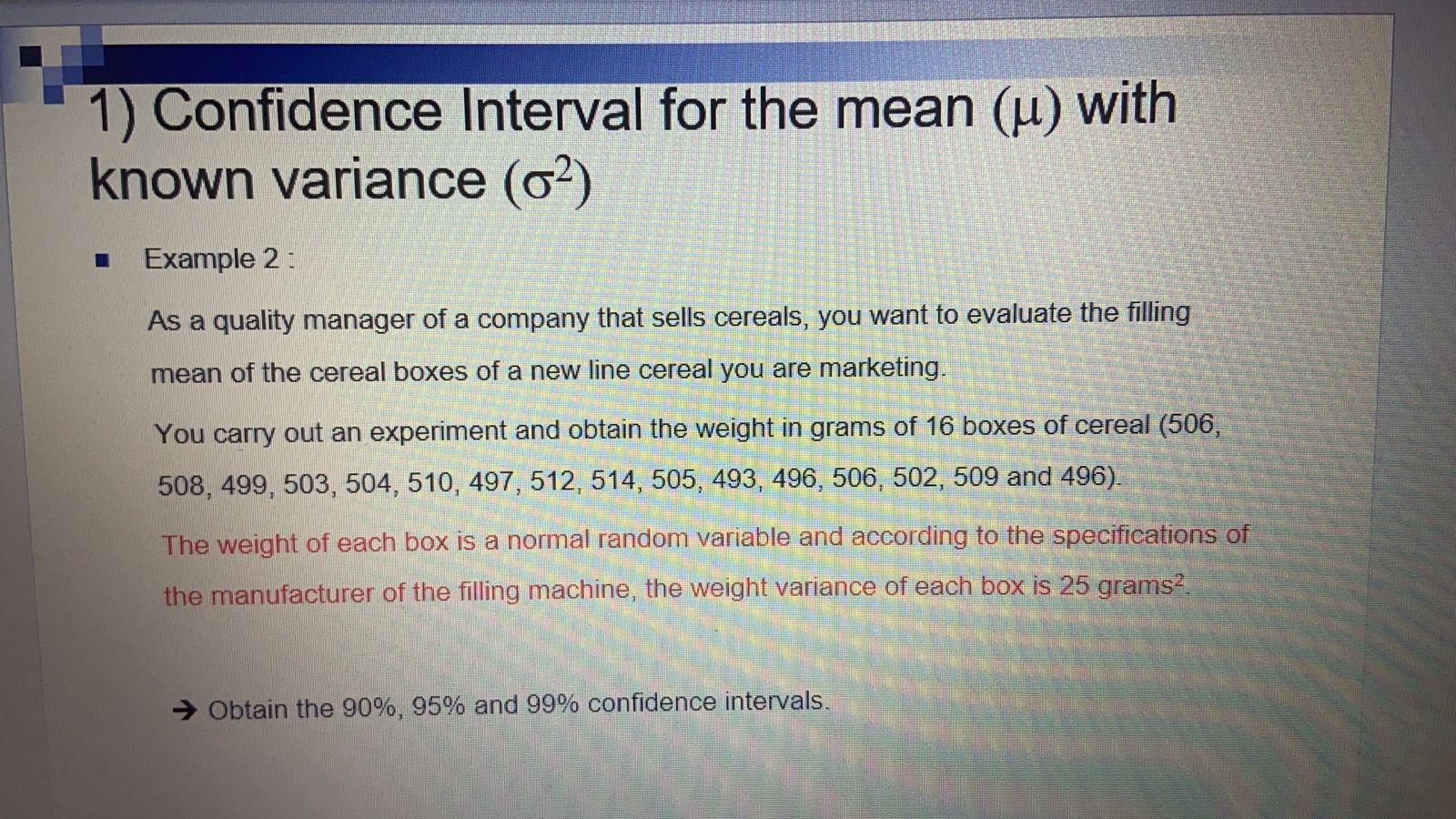 Solved 1) Confidence Interval for the mean (u) with known | Chegg.com