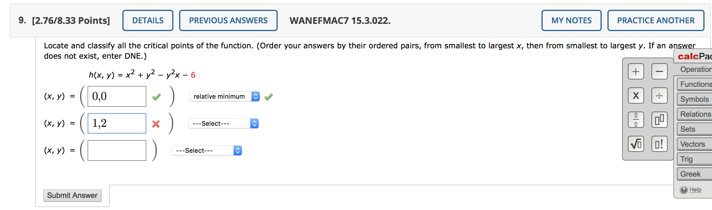 Solved 9. [2.76/8.33 Points] DETAILS PREVIOUS ANSWERS | Chegg.com