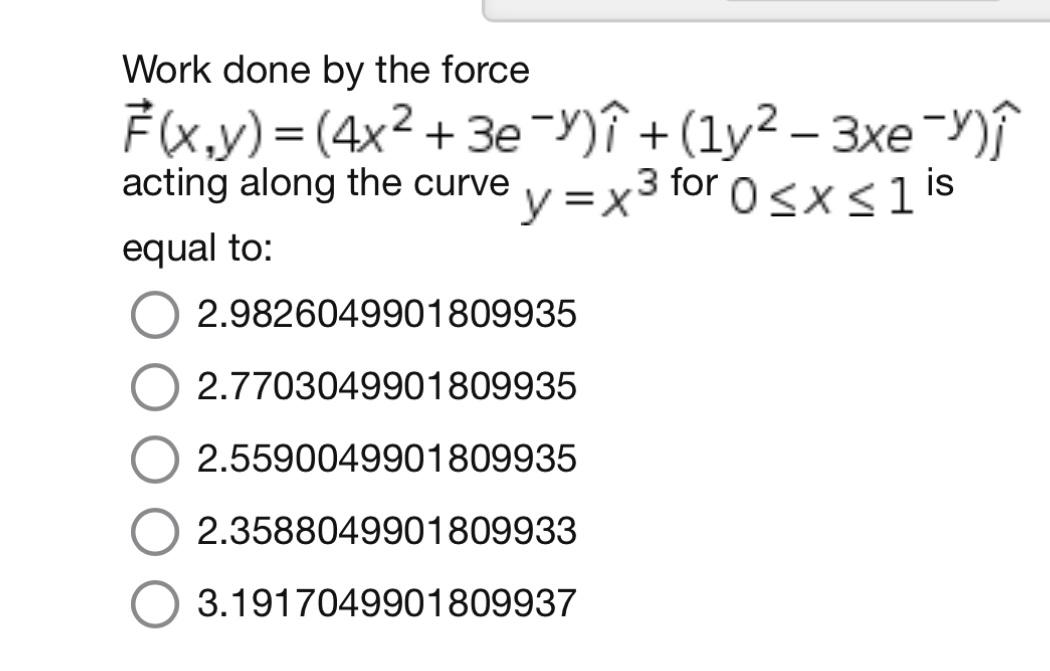 Solved Work done by the force | Chegg.com