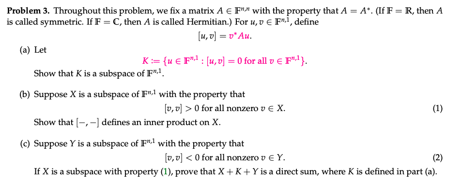 Solved Problem 3 Throughout This Problem We Fix A Matri Chegg Com