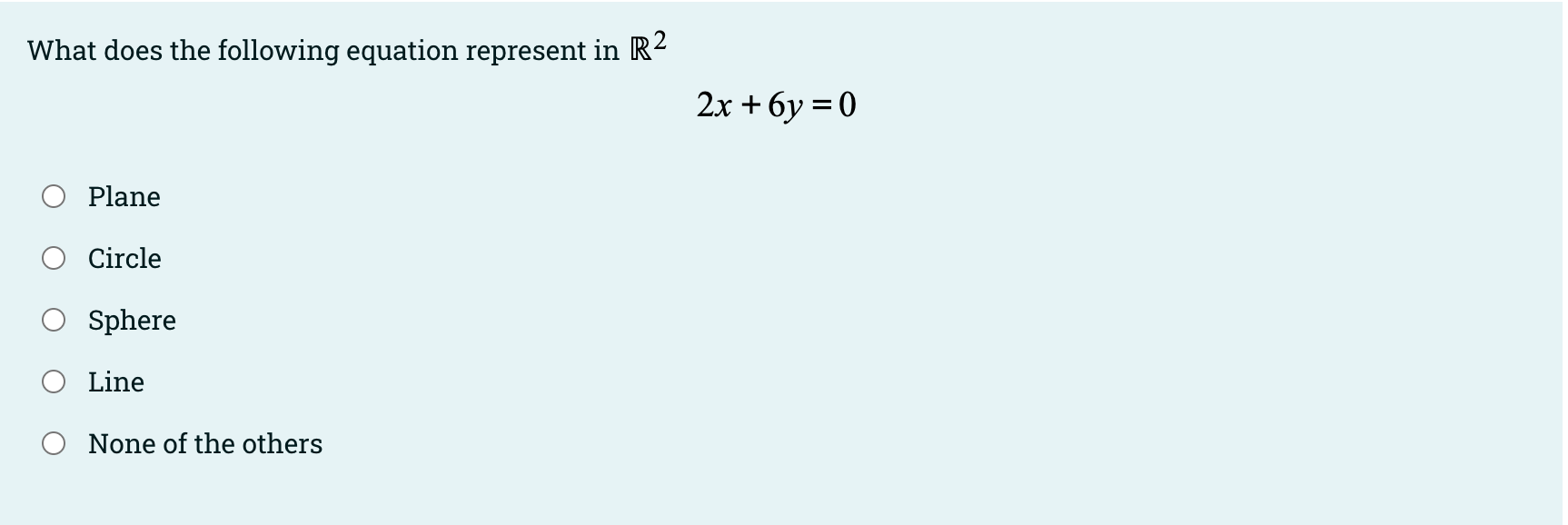 Solved What does the following equation represent in R2 2x + | Chegg.com