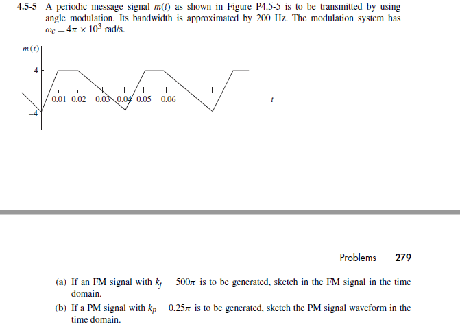 Solved 4.5-5 A periodic message signal m(t) as shown in | Chegg.com