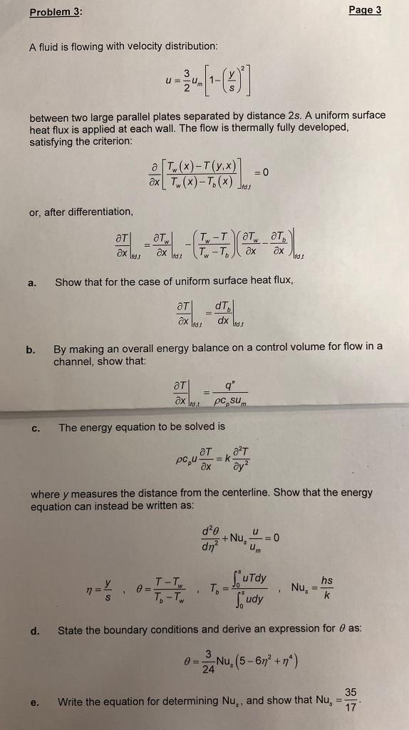 Solved Problem 3: Page 3 A fluid is flowing with velocity | Chegg.com