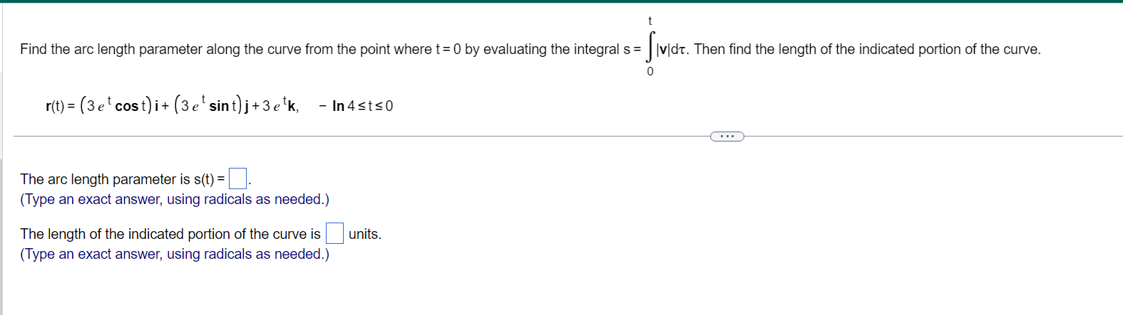 Solved Find the arc length parameter along the curve from | Chegg.com