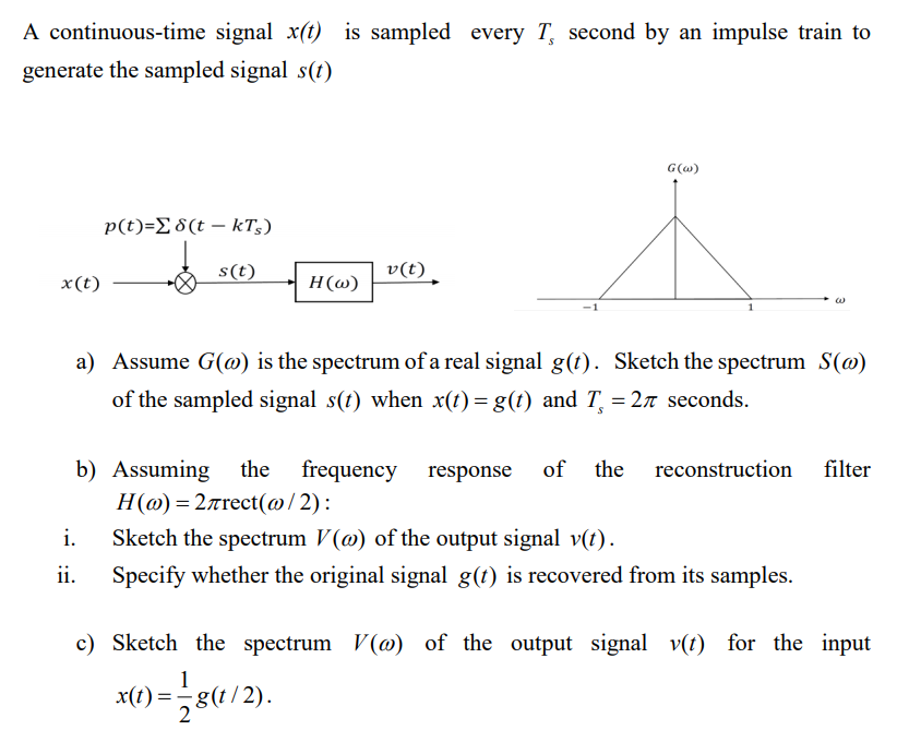 A Continuous Time Signal X T Is Sampled Every T Chegg Com