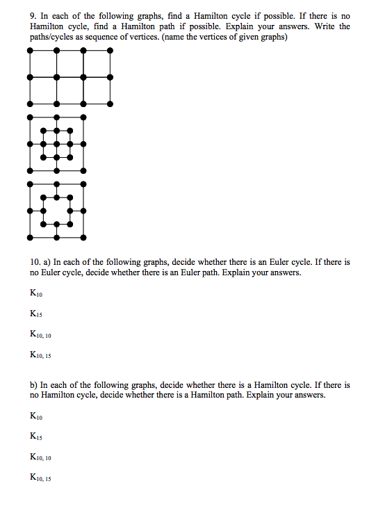 Solved 9. In each of the following graphs, find a Hamilton | Chegg.com
