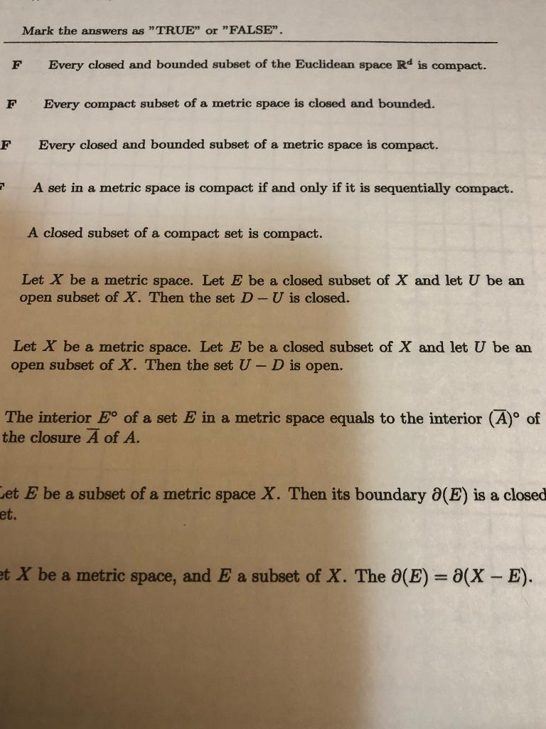 Solved Every closed and bounded subset of the Euclidean Chegg