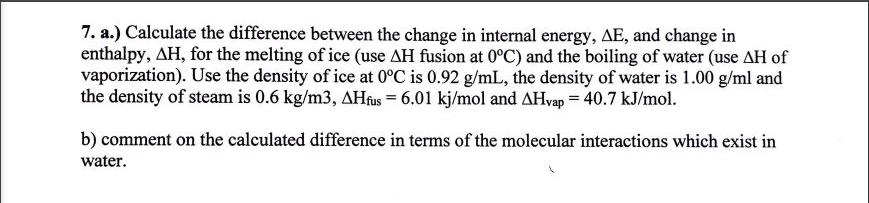 7. a.) Calculate the difference between the change in | Chegg.com