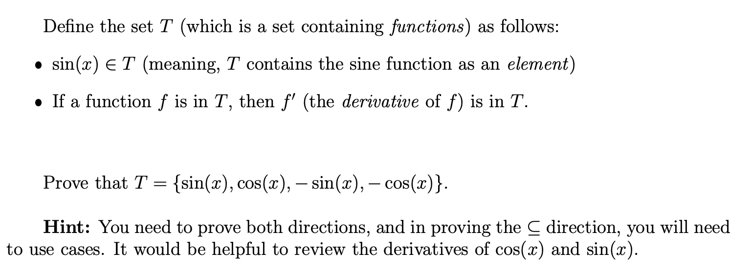 Solved Define the set T (which is a set containing | Chegg.com