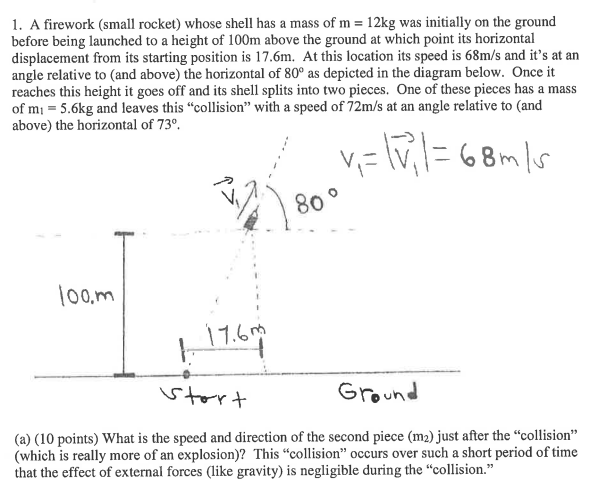 Solved 1. A firework (small rocket) whose shell has a mass | Chegg.com