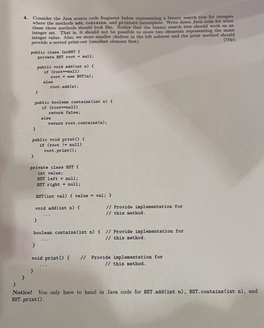 Solved 4. Consider the Java source code fragment below | Chegg.com