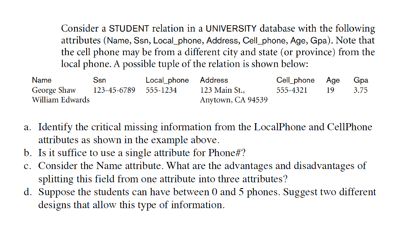 solved-consider-a-student-relation-in-a-university-database-chegg