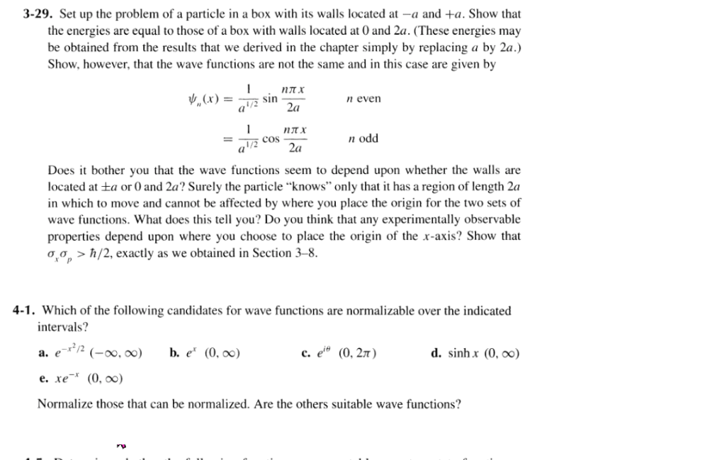 Solved 3-29. Set Up The Problem Of A Particle In A Box With | Chegg.com