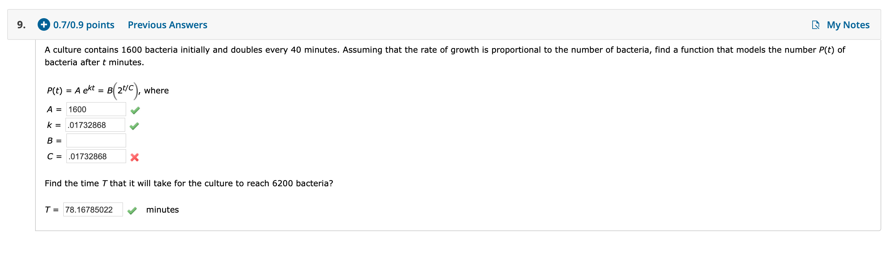 Solved 9. 0.770.9 points Previous Answers My Notes A Chegg